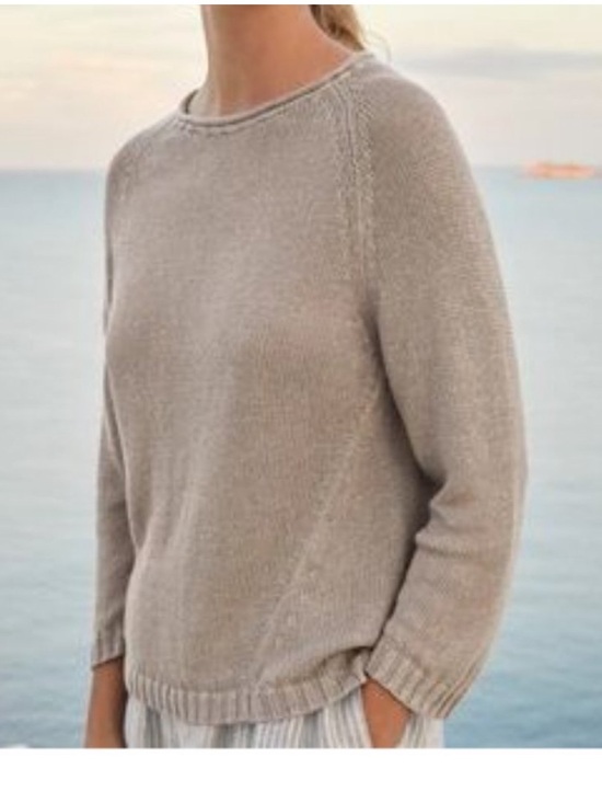Poetry Sweaters - Poetry London Rolled Neck 100% Linen Sweater, Taupe Size 6
